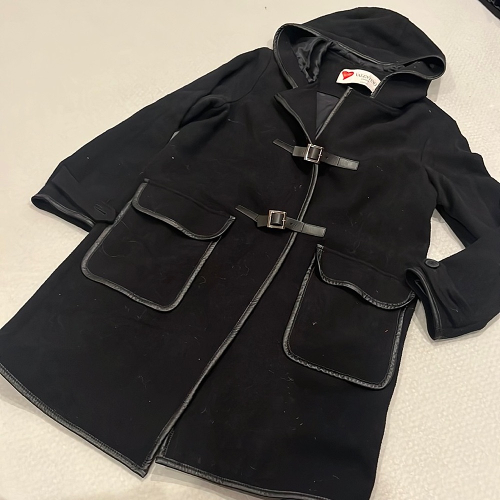 valentino pea coat buckle front with hood size 40